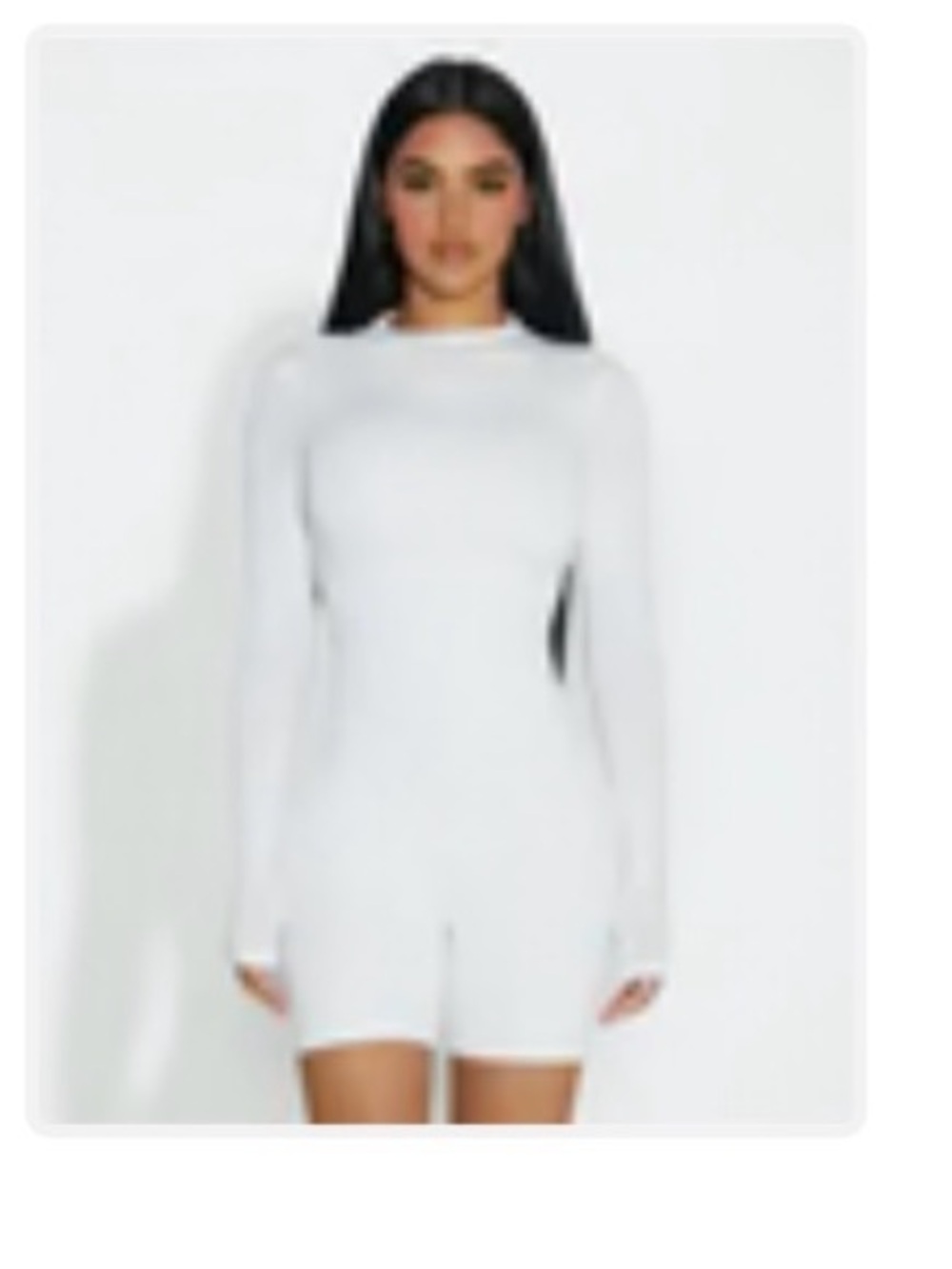 naked wardrobe White Long-Sleeve Bodycon Romper Dress